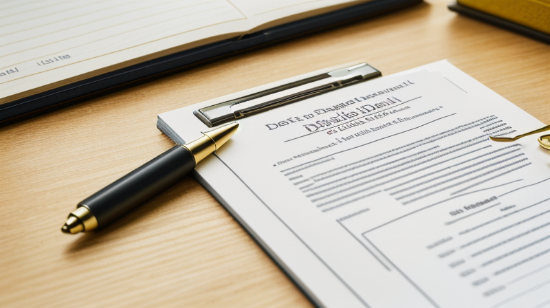 Close up of organized documents